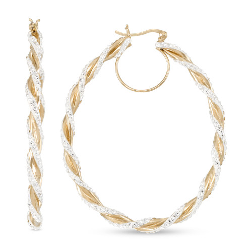 Crystal Pavé Twist Style Oval Hoop Earrings