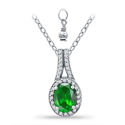Created Green Quartz and Cubic Zirconia Halo Pendant