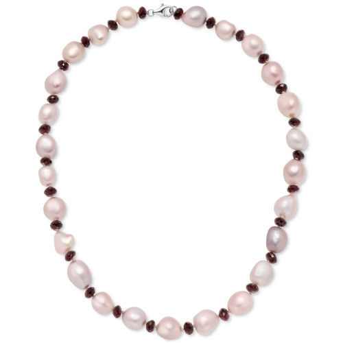 Pink Cultured Freshwater Baroque Pearl (9mm) & Rhodolite Garnet (35 ct. t.w.) 18" Collar Necklace