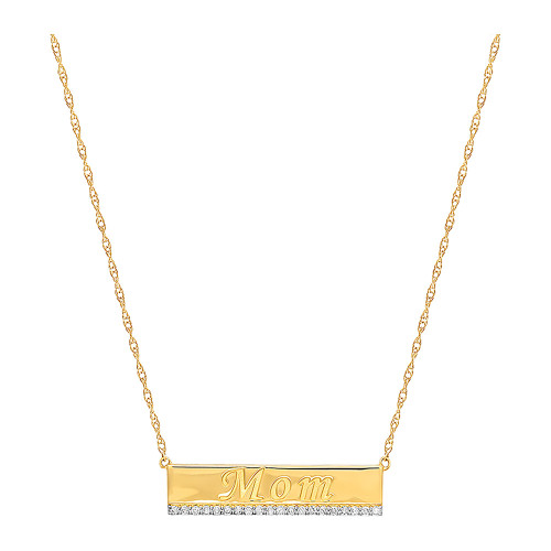 Diamond Mom Bar 18" Pendant Necklace (1/10 ct. t.w.) in 10k Gold