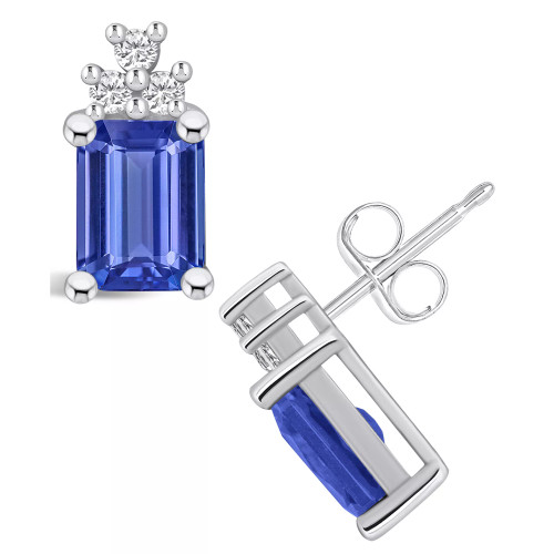 Tanzanite (3-1/5 Ct. t.w.) and Diamond (1/5 Ct. t.w.) Stud Earrings