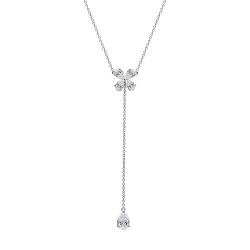 White Topaz Flower Necklace in Sterling Silver