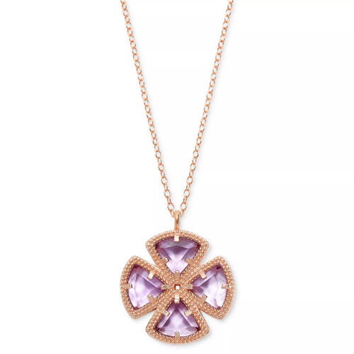 Green Agate Clover 18" Pendant Necklace (2-7/8 ct. t.w.) in 14k Gold-Plated Sterling Silver (Also in Amethyst, Swiss Blue Topaz, & Garnet)