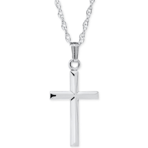 Three-Dimensional Cross Pendant Necklace in Sterling Silver