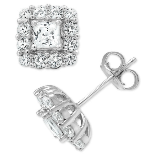 Diamond Princess Halo Stud Earrings (2 ct. t.w.) in 18k White Gold