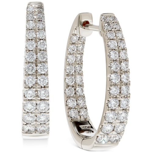 Diamond Graduated In & Out Hoop Earrings (1-1/2 ct. t.w.) in 14k White or Yellow Gold