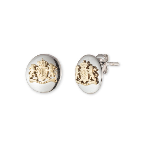 Sterling Silver and 18K Gold Over Sterling Silver Crest Stud Earring