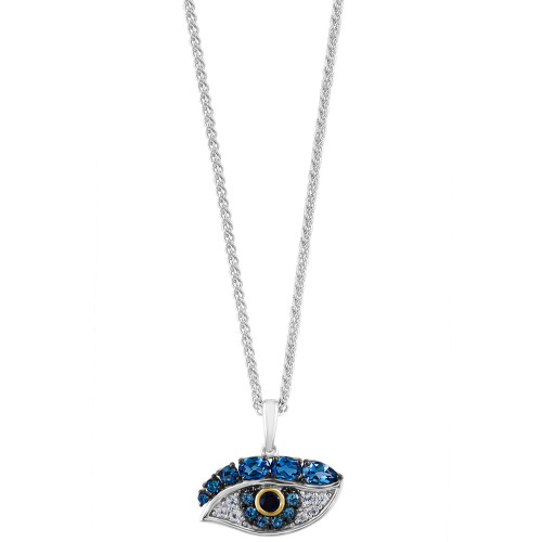 EFFY® Multi-Gemstone Eye 18" Pendant Necklace (1-1/3 ct. t.w.) in Sterling Silver & 14k Gold-Plate