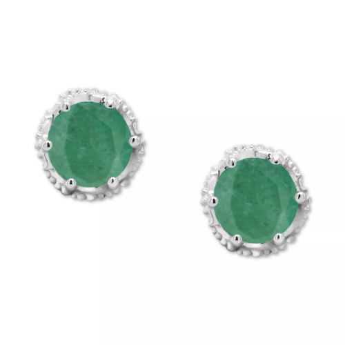 Sapphire Beaded Frame Stud Earrings (1-1/5 ct. t.w.) in Sterling Silver (Also in Emerald & Ruby)