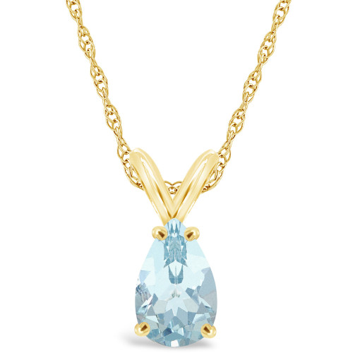 Aquamarine (1 ct.t.w) Pendant Necklace in 14K Yellow Gold