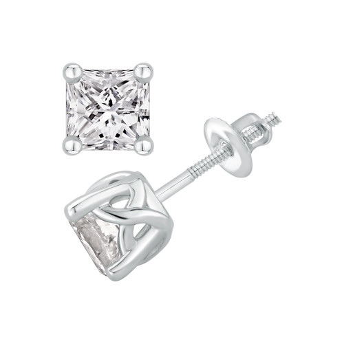 GIA Certified Diamond Princess Stud Earrings (1 ct. t.w.) in 14K White Gold