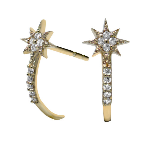 Micro Aztec North Star Half Hoops Earring