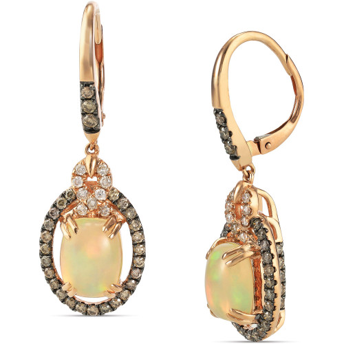 Neopolitan Opal (2 ct. t.w) & Diamond (7/8 ct. t.w.) Drop Earrings in 14k Rose Gold