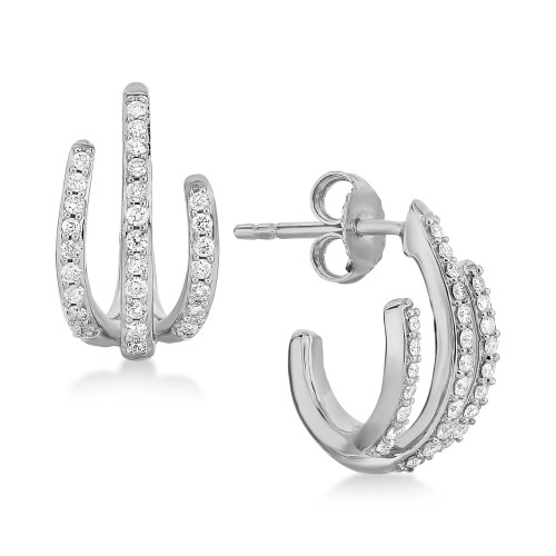 Diamond Three-Row Earrings (1/3 ct. t.w.) in Sterling Silver