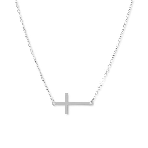 East-West Cross Pendant Necklace in Sterling Silver, 16" + 2" extender, Created for Macy's