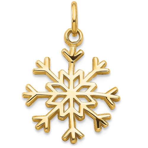 Snowflake Charm Pendant in 14k Yellow Gold