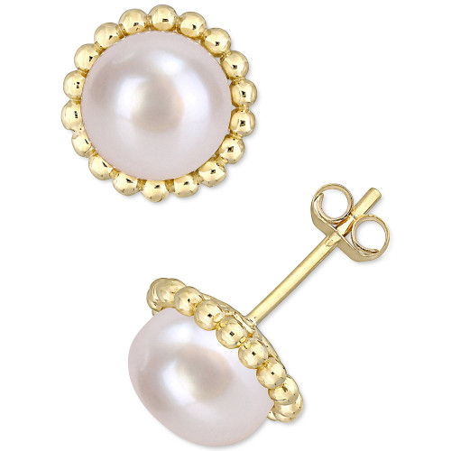 Cultured Freshwater Pearl (8mm) Stud Earrings in 10k Gold