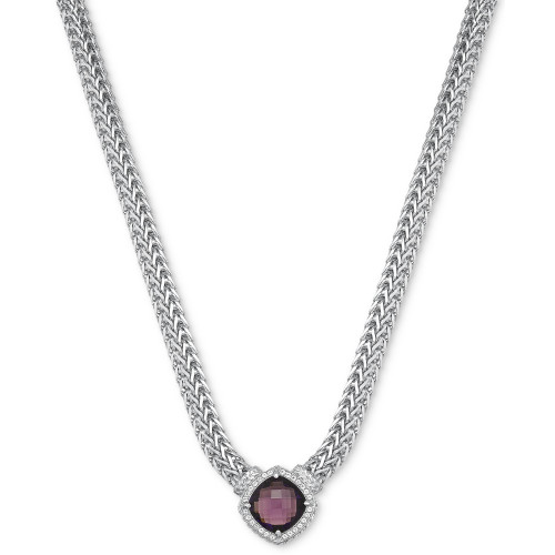 Amethyst (9 ct. t.w.) & White Topaz Accent (3/8 ct. t.w.) Weave Link 18" Collar Necklace in Sterling Silver