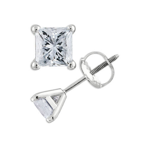Princess-Cut Diamond Stud Earrings (1/3 ct. t.w.) in 14k White Gold