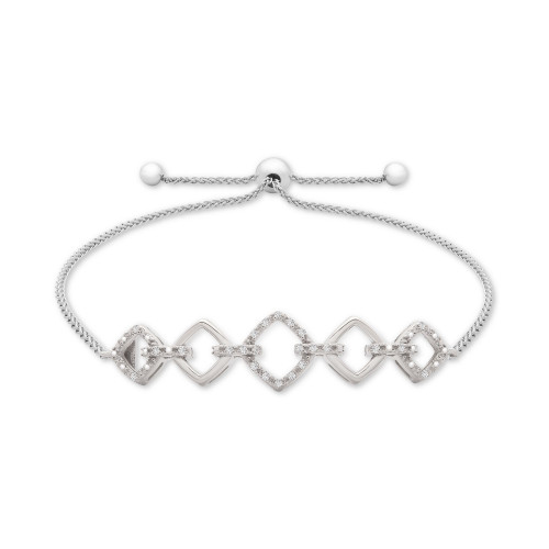 Diamond Chain Link Bolo Bracelet (1/10 ct. t.w.) in Sterling Silver