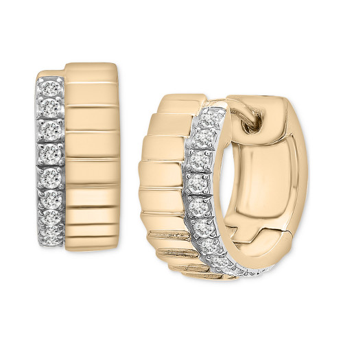 Diamond Edge Small Huggie Hoop Earrings (1/6 ct. t.w.) in 14k Gold-Plated Sterling Silver, Created for Macy's