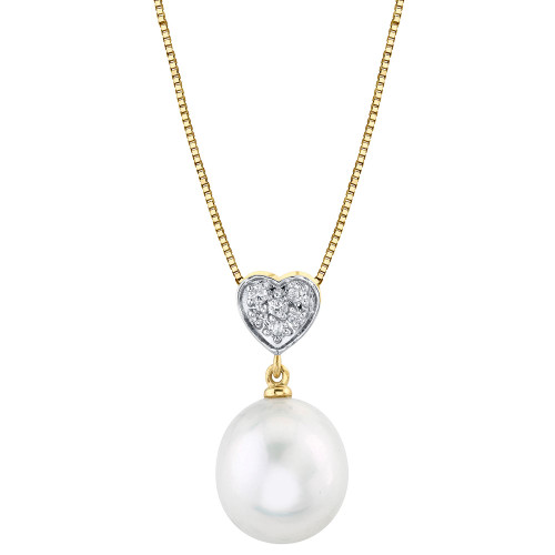 Cultured Freshwater Pearl (10mm) & Diamond Accent 18" Pendant Necklace in 14k Gold