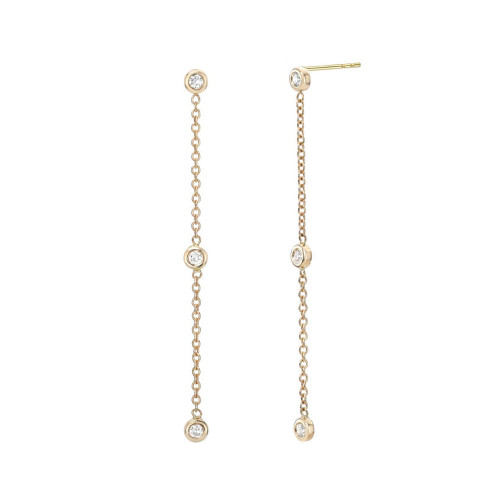 Triple Bezel Diamond Drop Earrings