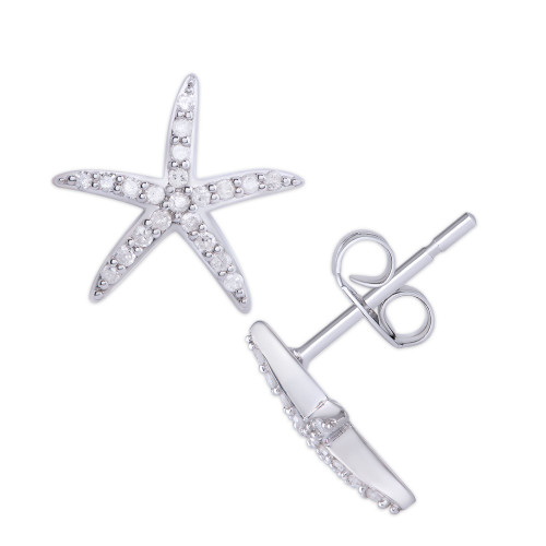 Diamond 1/5 ct. t.w. Starfish Stud Earrings in Sterling Silver