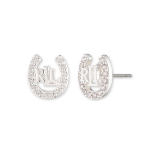 Cubic Zirconia Horseshoe Stud Earring in Sterling Silver