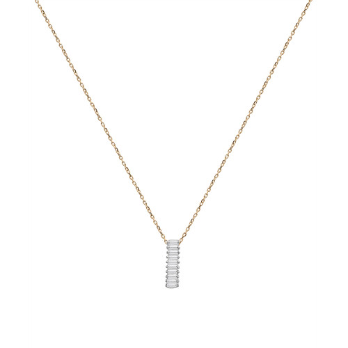 Diamond Baguette Vertical Bar 18" Pendant Necklace (1/6 ct. t.w.) in 14k Gold, Created for Macy's