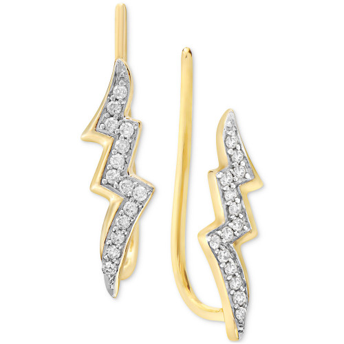 Diamond Lightning Bolt Ear Climbers (1/10 ct. t.w.) in 10k Gold