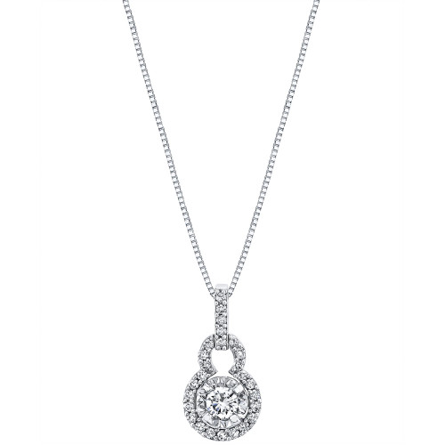 Diamond Halo 18" Pendant Necklace (1/4 ct. t.w.) in 14k White Gold