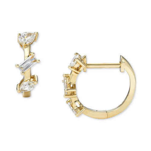 Franz Diamond Multi-Cut Small Huggie Hoop Earrings (3/8 ct. t.w.) in 14k Gold, 0.5"