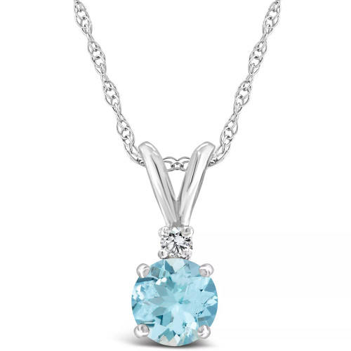 Aquamarine (1/2 ct. t.w.) and Diamond Accent Pendant Necklace in 14K Yellow Gold or 14K White Gold