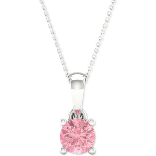 Lab-Created Pink Diamond Solitaire 18" Pendant Necklace (1/5 ct. t.w.) in Sterling Silver