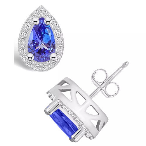 Tanzanite (1-3/4 Ct. t.w.) and Diamond (1/3 Ct. t.w.) Halo Stud Earrings