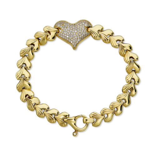 Diamond Heart Cluster Link Bracelet (3/4 ct. t.w.) in 14k Gold-Plated Sterling Silver