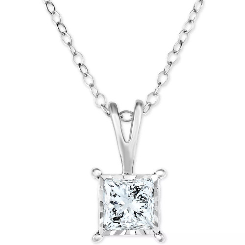 Diamond Princess 18" Pendant Necklace (1/2 ct. t.w.) in 14k White, Yellow, or Rose Gold