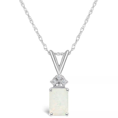 Opal (1/2 ct. t.w.) and Diamond Accent Pendant Necklace in 14K White Gold or 14K Yellow Gold