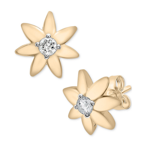 Diamond Flower Stud Earrings (1/10 ct. t.w.) in 14k Gold-Plated Sterling Silver, Created for Macy's