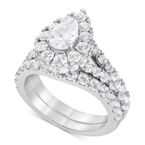 Diamond Pear Halo Bridal Set (4 ct. t.w.) in 14k White Gold