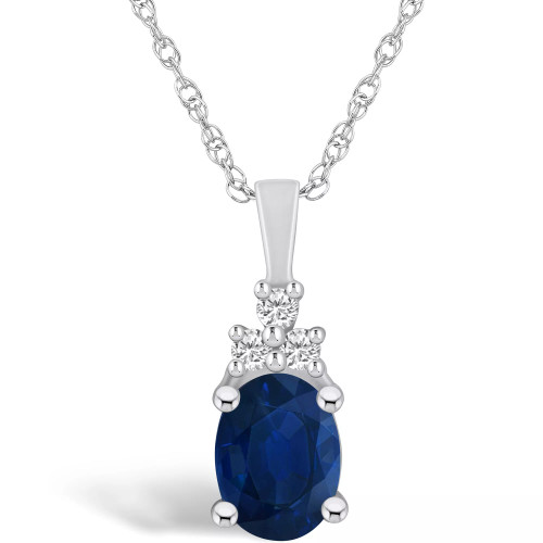 Sapphire (1-1/2 Ct. t.w.) and Diamond (1/10 Ct. t.w.) Pendant Necklace