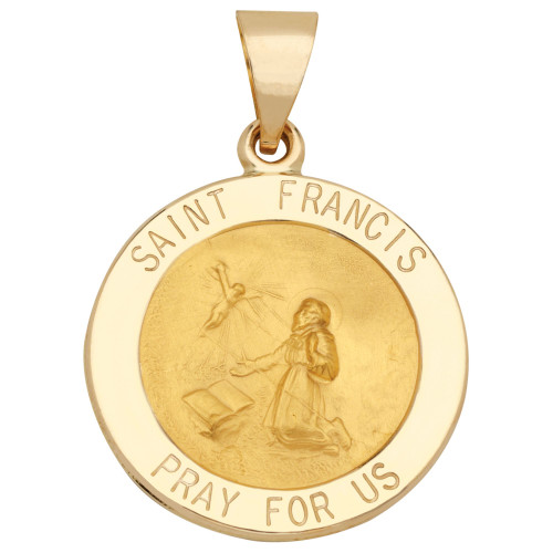 Saint Francis Medal Pendant in 14k Yellow Gold