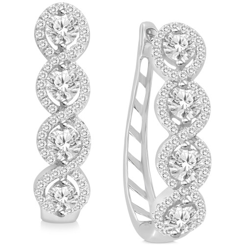 Diamond Swirl Leverback Hoop Earrings (1-1/2 ct. t.w.) in 14k White Gold
