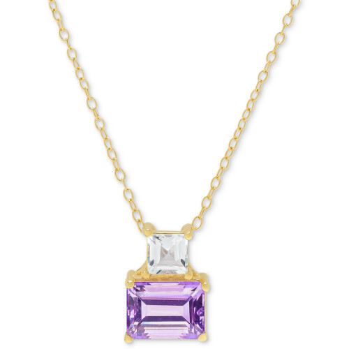 Amethyst (1-5/8 ct. t.w.) & Lab-Created White Sapphire (1/3 ct. t.w.) Octagon 18" Pendant Necklace in 18k Gold-Plated Sterling Silver