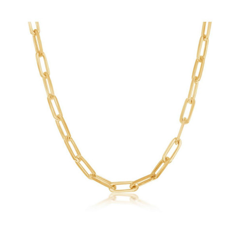 Sterling Silver 5.5mm Paper Clip Chain - Gold Plated