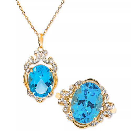 Blue Topaz & White Topaz Jewelry Collection in 14k Gold-Plated Sterling Silver