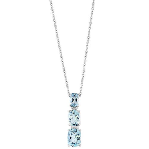 EFFY® Aquamarine (2-7/8 ct. t.w) & Diamond (1/20 ct. t.w.) Graduated 18" Pendant Necklace in 14k White Gold