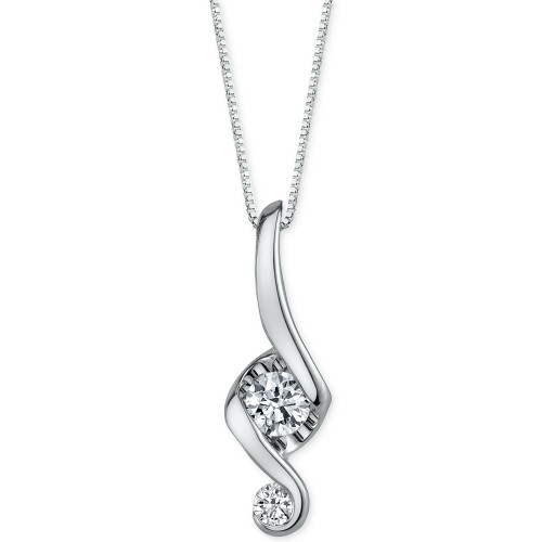 Proud Mom Diamond Swirl Pendant Necklace (1/3 ct. t.w.) in 14k White Gold