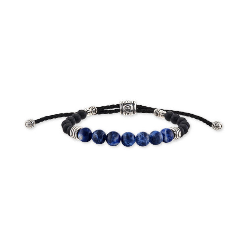 Sodalite (8mm) & Onyx (6mm) Corded Bolo Bracelet in Sterling Silver, Created for Macy's